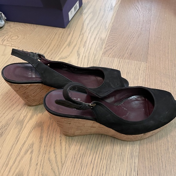 Stuart Weitzman Jean Wedges Black Nubuc. 8.5W - Picture 3 of 3